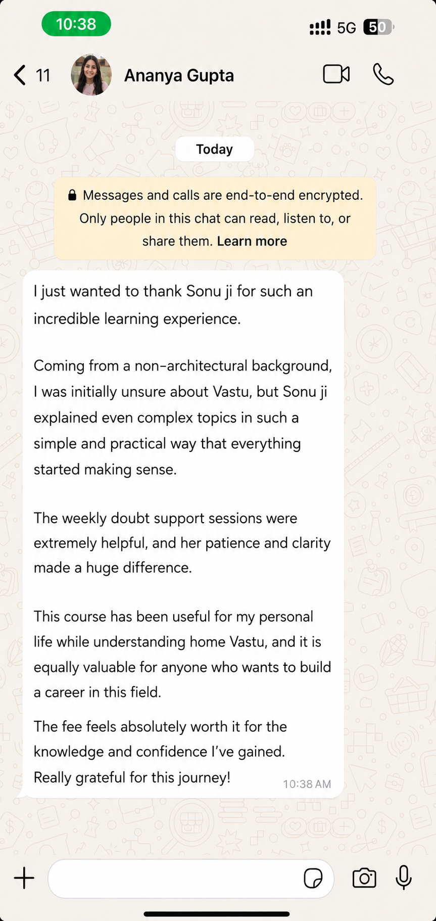 Student WhatsApp review
